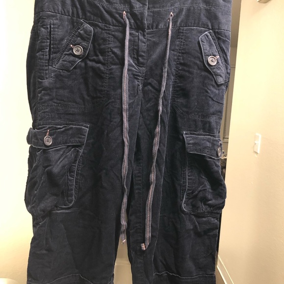 Anthropologie BICA CHEIA  Crops Capri Pants Black Corduroy Cargo Sz 12 - Picture 3 of 12